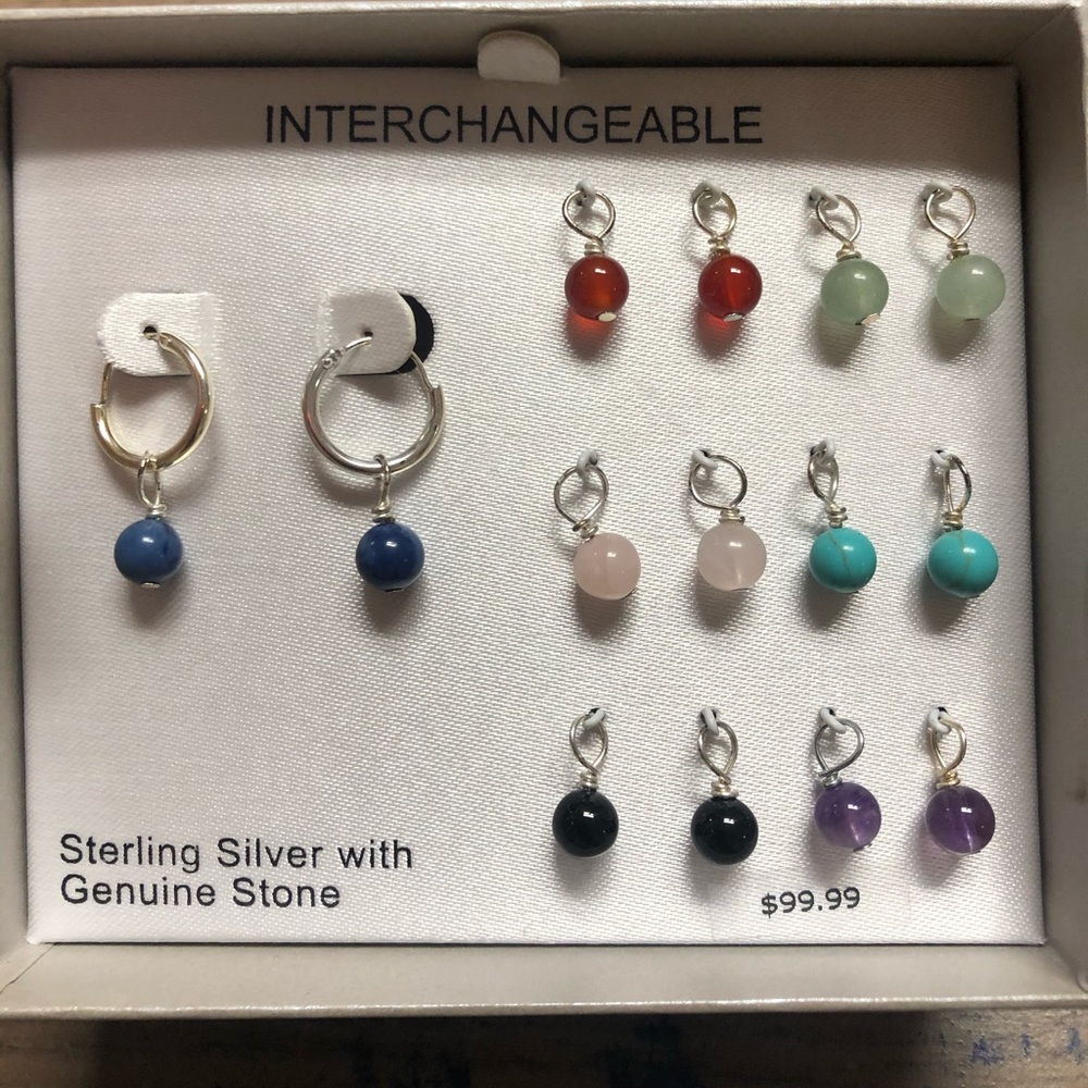 Sterling silver with genuine stone earrings